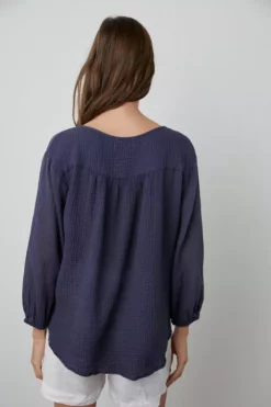 Velvet By Graham & Spencer MARILYN COTTON GAUZE PEASANT BLOUSE