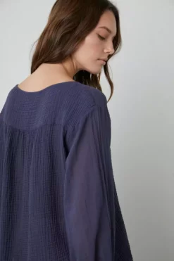 Velvet By Graham & Spencer MARILYN COTTON GAUZE PEASANT BLOUSE