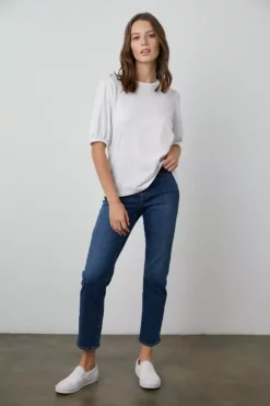 Velvet By Graham & Spencer Womens JOELLA PUFF SLEEVE TEE