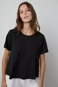 Velvet By Graham & Spencer LULA COTTON SLUB SWING TEE Womens
