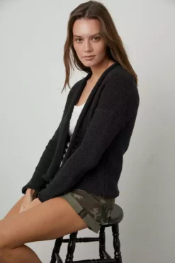 Velvet By Graham & Spencer JAZ TEXTURED TAPE YARN CARDIGAN Womens