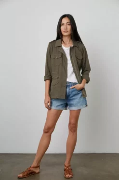 Velvet By Graham & Spencer RUBY LIGHT-WEIGHT ARMY JACKET Womens
