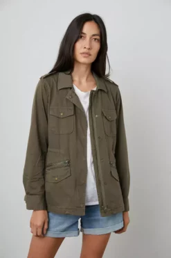 Velvet By Graham & Spencer RUBY LIGHT-WEIGHT ARMY JACKET Womens