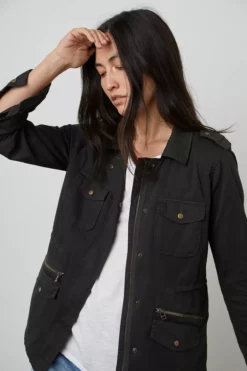 Velvet By Graham & Spencer RUBY LIGHT-WEIGHT ARMY JACKET Womens