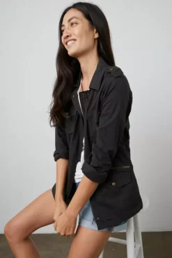 Velvet By Graham & Spencer RUBY LIGHT-WEIGHT ARMY JACKET Womens