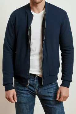 Velvet By Graham & Spencer Mens CABE COZY JERSEY BOMBER JACKET