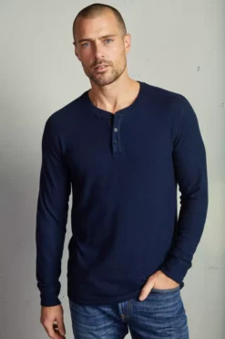 Velvet By Graham & Spencer FAUST MARLED COZY JERSEY HENLEY Mens