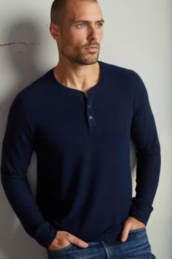 Velvet By Graham & Spencer FAUST MARLED COZY JERSEY HENLEY Mens
