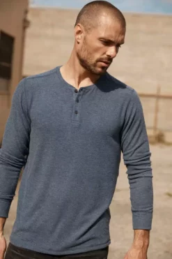 Velvet By Graham & Spencer FAUST MARLED COZY JERSEY HENLEY Mens