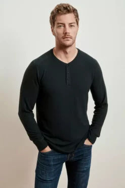 Velvet By Graham & Spencer FAUST MARLED COZY JERSEY HENLEY Mens