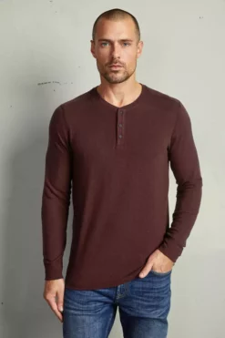 Velvet By Graham & Spencer FAUST MARLED COZY JERSEY HENLEY Mens
