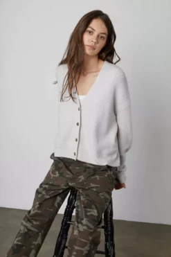 Velvet By Graham & Spencer MAGGIE BUTTON FRONT CARDIGAN Womens