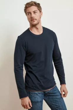 Velvet By Graham & Spencer Mens STEPHEN REVERSIBLE COTTON LONG SLEEVE TEE