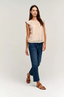Velvet By Graham & Spencer MILAN CAP SLEEVE BLOUSE