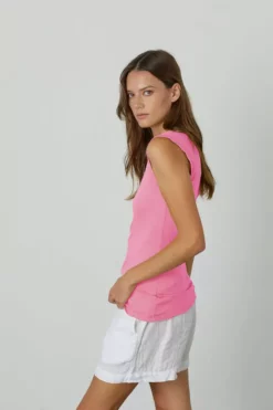 Velvet By Graham & Spencer ESTINA GAUZY WHISPER FITTED TANK TOP