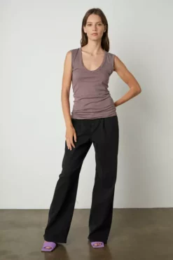Velvet By Graham & Spencer Womens ESTINA GAUZY WHISPER FITTED TANK TOP