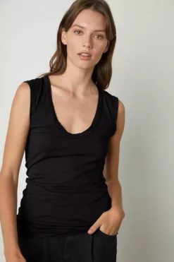 Velvet By Graham & Spencer ESTINA GAUZY WHISPER FITTED TANK TOP