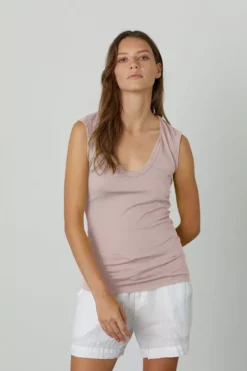 Velvet By Graham & Spencer ESTINA GAUZY WHISPER FITTED TANK TOP