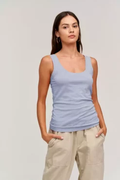 Velvet By Graham & Spencer MOSSY GAUZY WHISPER FITTED TANK Womens