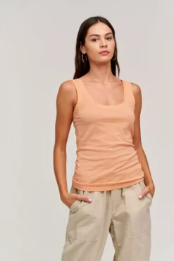 Velvet By Graham & Spencer MOSSY GAUZY WHISPER FITTED TANK Womens