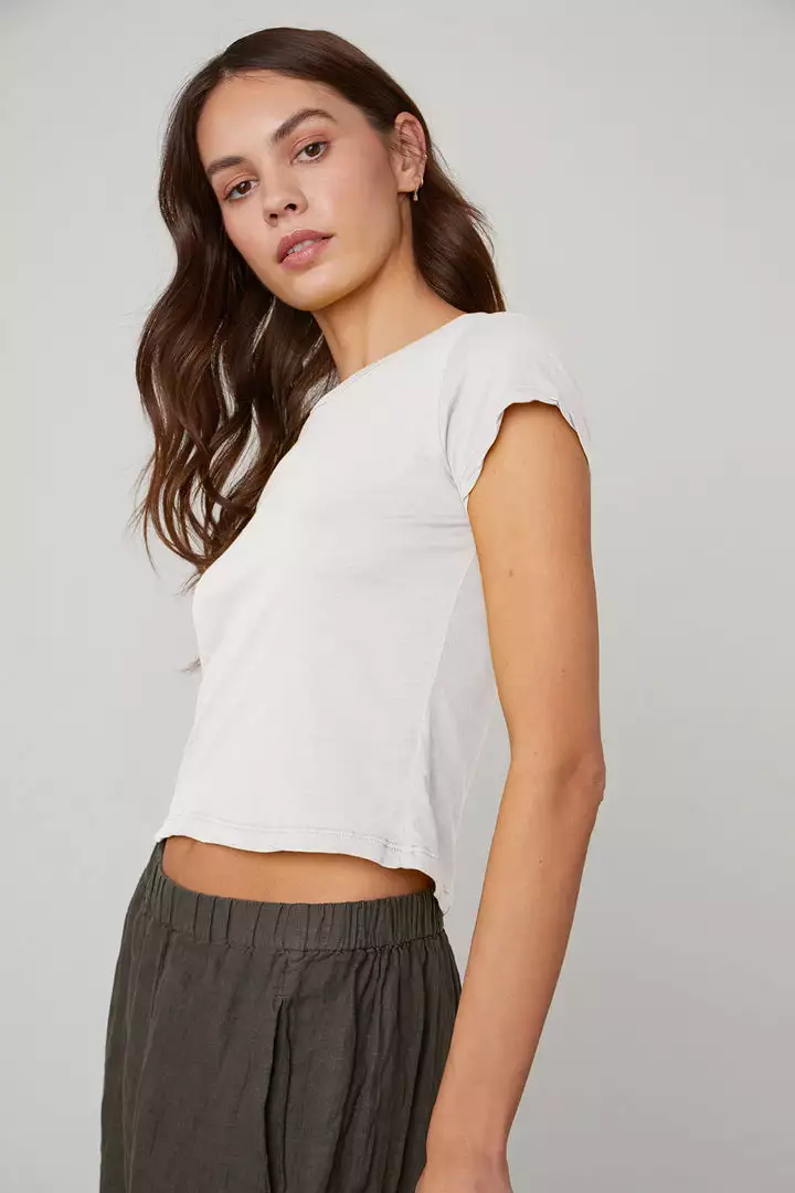 Velvet By Graham & Spencer NINA CROPPED CREW NECK TEE Womens 14 Velvet By Graham & Spencer NINA CROPPED CREW NECK TEE Womens