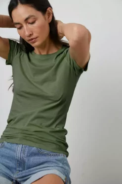 Velvet By Graham & Spencer JEMMA GAUZY WHISPER FITTED CREW NECK TEE