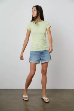 Velvet By Graham & Spencer JEMMA GAUZY WHISPER FITTED CREW NECK TEE