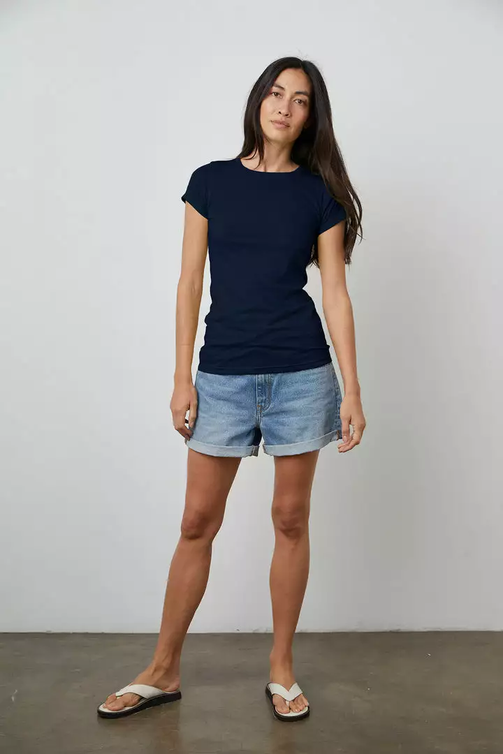 Velvet By Graham & Spencer Womens JEMMA GAUZY WHISPER FITTED CREW NECK TEE 12 Velvet By Graham & Spencer Womens JEMMA GAUZY WHISPER FITTED CREW NECK TEE