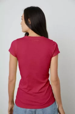 Velvet By Graham & Spencer JEMMA GAUZY WHISPER FITTED CREW NECK TEE