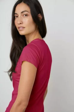 Velvet By Graham & Spencer JEMMA GAUZY WHISPER FITTED CREW NECK TEE