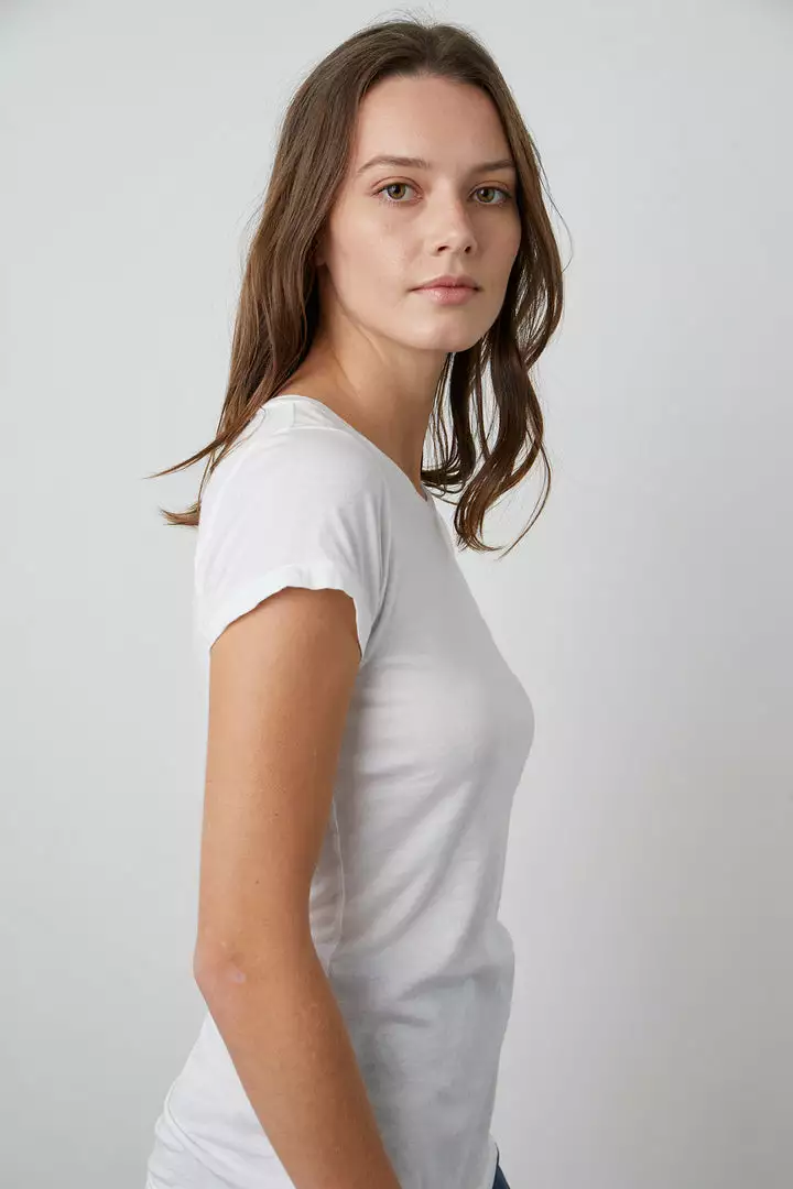 Velvet By Graham & Spencer Womens JEMMA GAUZY WHISPER FITTED CREW NECK TEE 8 Velvet By Graham & Spencer Womens JEMMA GAUZY WHISPER FITTED CREW NECK TEE