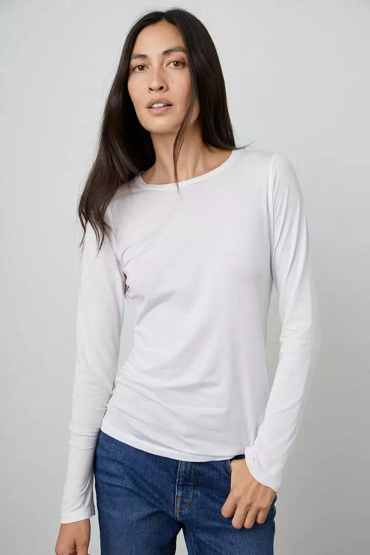Velvet By Graham & Spencer ZOFINA GAUZY WHISPER FITTED CREW NECK TEE Womens 7 Velvet By Graham & Spencer ZOFINA GAUZY WHISPER FITTED CREW NECK TEE Womens