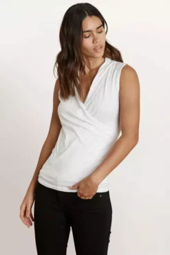 Velvet By Graham & Spencer ADELISE GAUZY WHISPER FITTED WRAP TANK Womens 19 Velvet By Graham & Spencer ADELISE GAUZY WHISPER FITTED WRAP TANK Womens