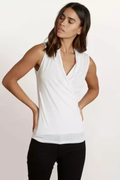 Velvet By Graham & Spencer ADELISE GAUZY WHISPER FITTED WRAP TANK Womens
