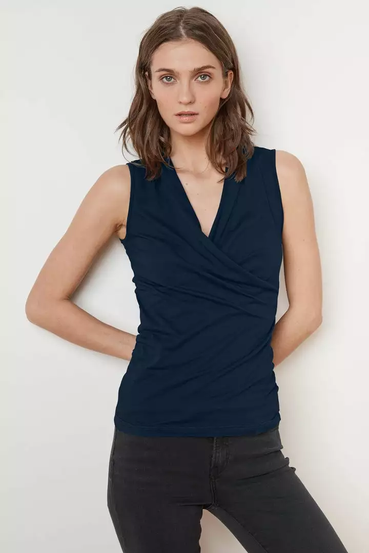 Velvet By Graham & Spencer ADELISE GAUZY WHISPER FITTED WRAP TANK Womens 15 Velvet By Graham & Spencer ADELISE GAUZY WHISPER FITTED WRAP TANK Womens