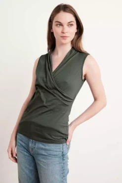Velvet By Graham & Spencer ADELISE GAUZY WHISPER FITTED WRAP TANK Womens 28 Velvet By Graham & Spencer ADELISE GAUZY WHISPER FITTED WRAP TANK Womens