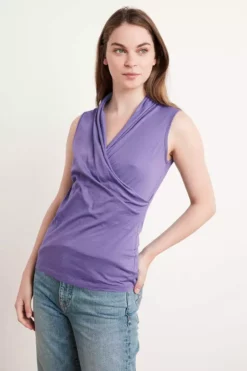 Velvet By Graham & Spencer ADELISE GAUZY WHISPER FITTED WRAP TANK Womens 25 Velvet By Graham & Spencer ADELISE GAUZY WHISPER FITTED WRAP TANK Womens