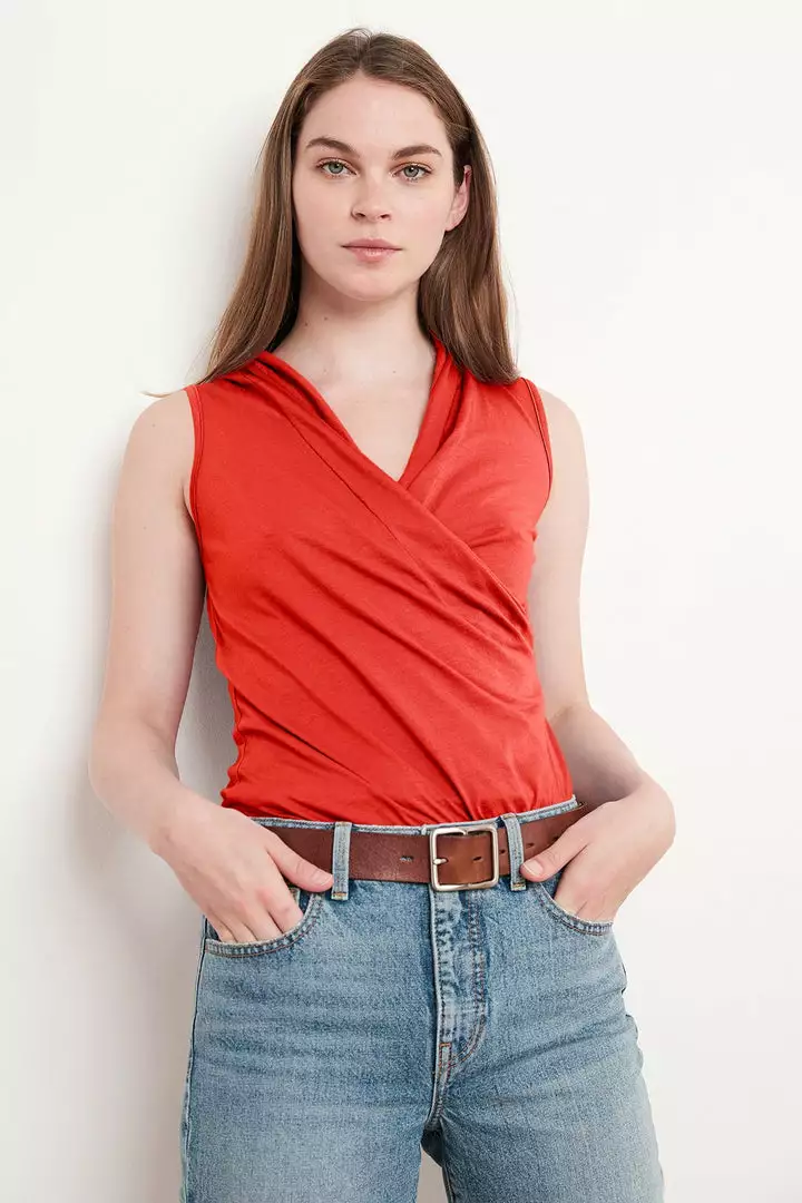 Velvet By Graham & Spencer ADELISE GAUZY WHISPER FITTED WRAP TANK Womens 6 Velvet By Graham & Spencer ADELISE GAUZY WHISPER FITTED WRAP TANK Womens