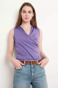 Velvet By Graham & Spencer ADELISE GAUZY WHISPER FITTED WRAP TANK Womens 26 Velvet By Graham & Spencer ADELISE GAUZY WHISPER FITTED WRAP TANK Womens