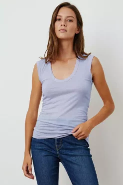 Velvet By Graham & Spencer ESTINA GAUZY WHISPER FITTED TANK TOP
