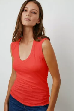 Velvet By Graham & Spencer ESTINA GAUZY WHISPER FITTED TANK TOP