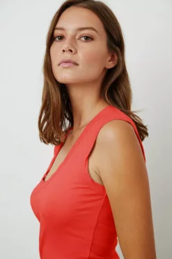 Velvet By Graham & Spencer ESTINA GAUZY WHISPER FITTED TANK TOP