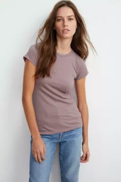 Velvet By Graham & Spencer JEMMA GAUZY WHISPER FITTED CREW NECK TEE