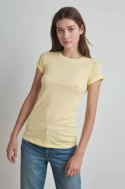 Velvet By Graham & Spencer JEMMA GAUZY WHISPER FITTED CREW NECK TEE