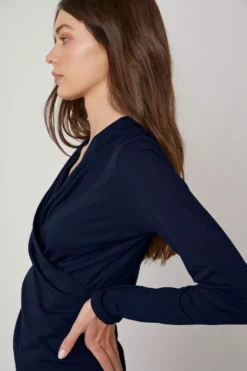 Velvet By Graham & Spencer MERI WRAP FRONT FITTED TOP Womens