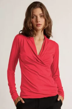 Velvet By Graham & Spencer Womens MERI WRAP FRONT FITTED TOP
