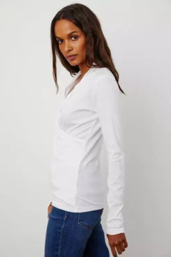 Velvet By Graham & Spencer MERI WRAP FRONT FITTED TOP Womens