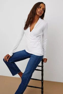 Velvet By Graham & Spencer MERI WRAP FRONT FITTED TOP Womens