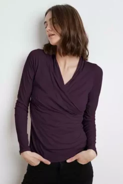 Velvet By Graham & Spencer Womens MERI WRAP FRONT FITTED TOP