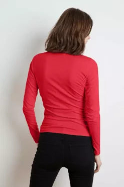 Velvet By Graham & Spencer MERI WRAP FRONT FITTED TOP Womens